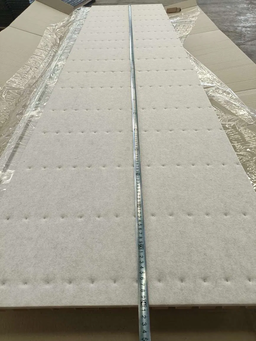 White PVC Film Wood Slat Acoustic Wall Panel Sound Absorption Ceiling
