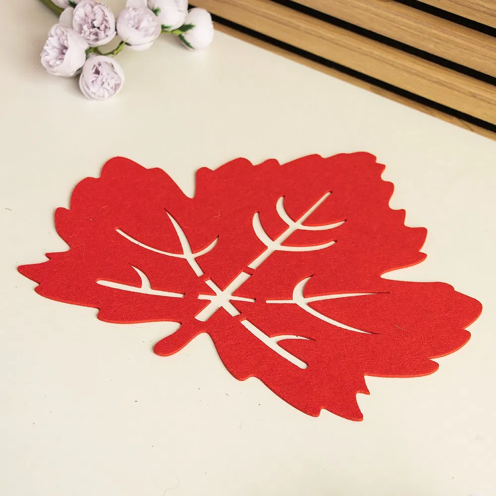 Felt Maple Leaf Placemat High Quality Laser Cutting Autumn Harvest Leaf Coasters Placemat Autumn Thanksgiving Placemat
