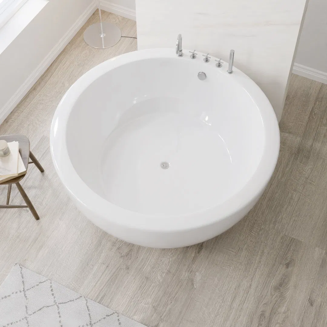 Гладкая акриловая ванна белая круглая