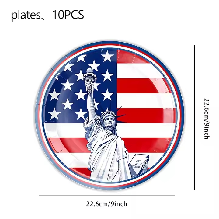 Paper Tray Patriotic Disposable Tableware for Bbqs & Holiday Parties Stars & Stripes Party Supplies