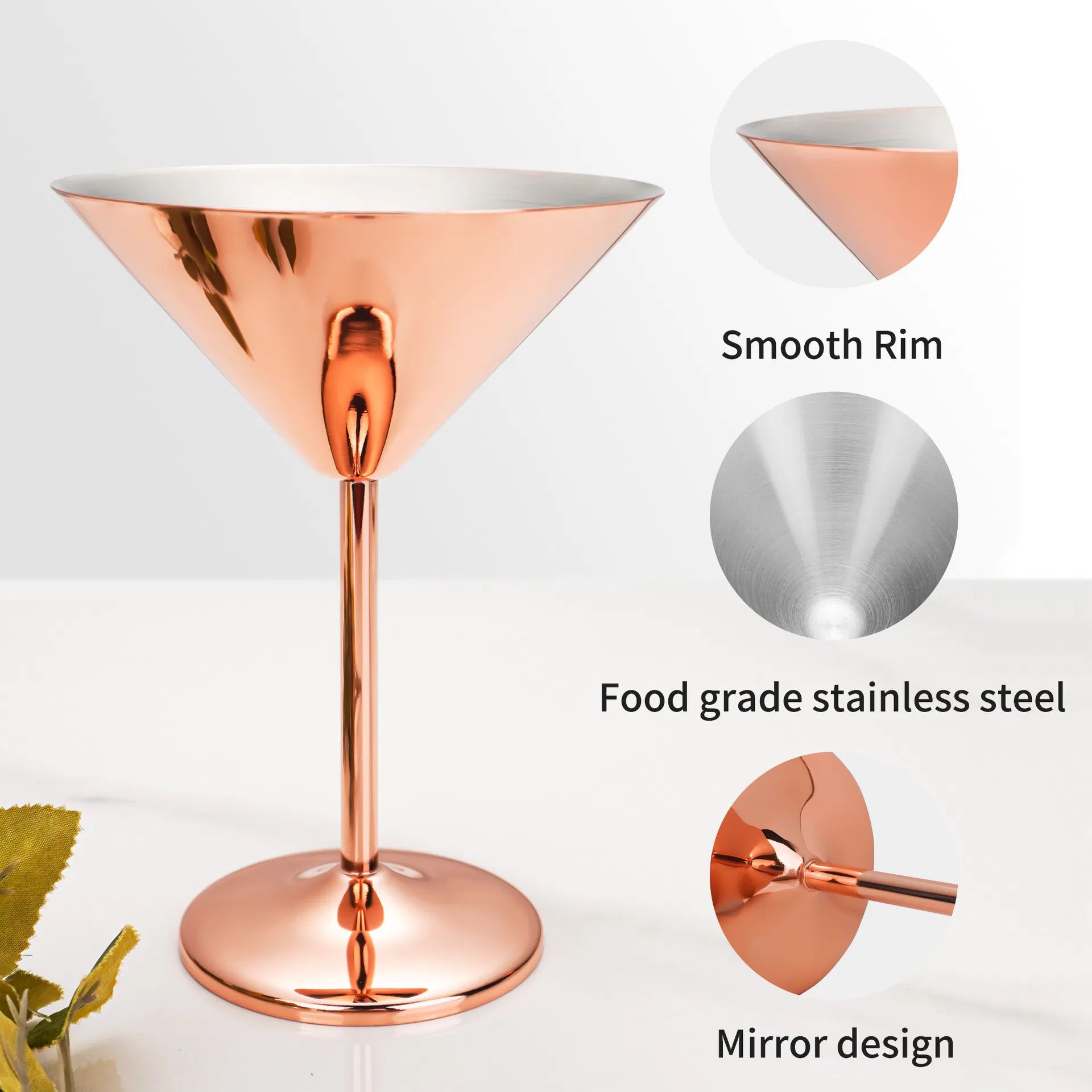 Стальные бокалы для мартини с толстым дном