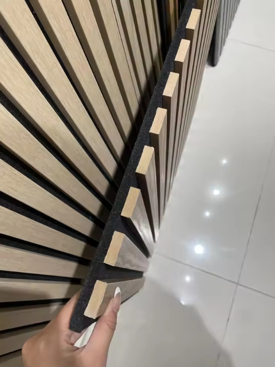 Wood Slat Acoustic Board MDF Structure + Polyester Fiber Fill, Improve Indoor Acoustics