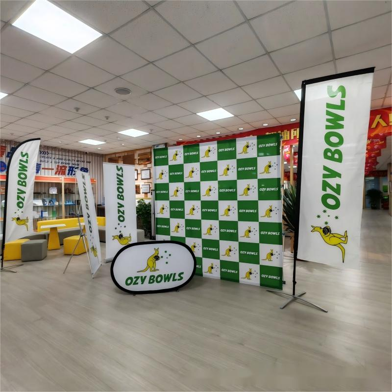 Custom Advertising Display Props: Beach Feather Flag, Banner Pull-up Stand Set