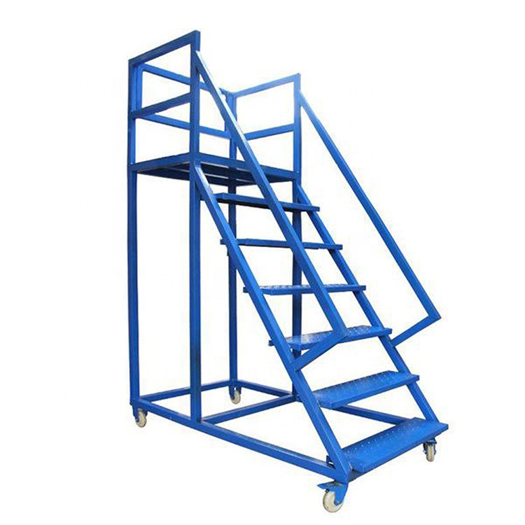Mobile Multi-Functional Step Ladder with Working Platform Industrial Folding Stair Steel Ladder