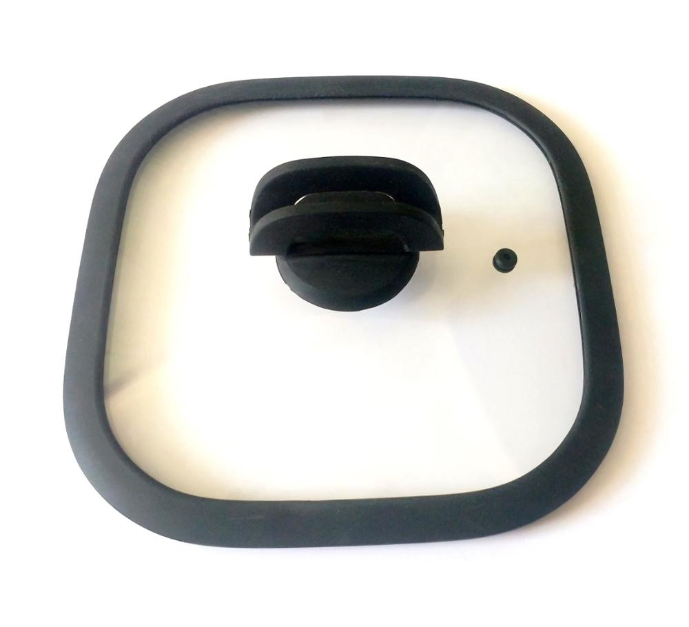 4mm Square Glass Lid with FDA Silicone Rim for Cookware
