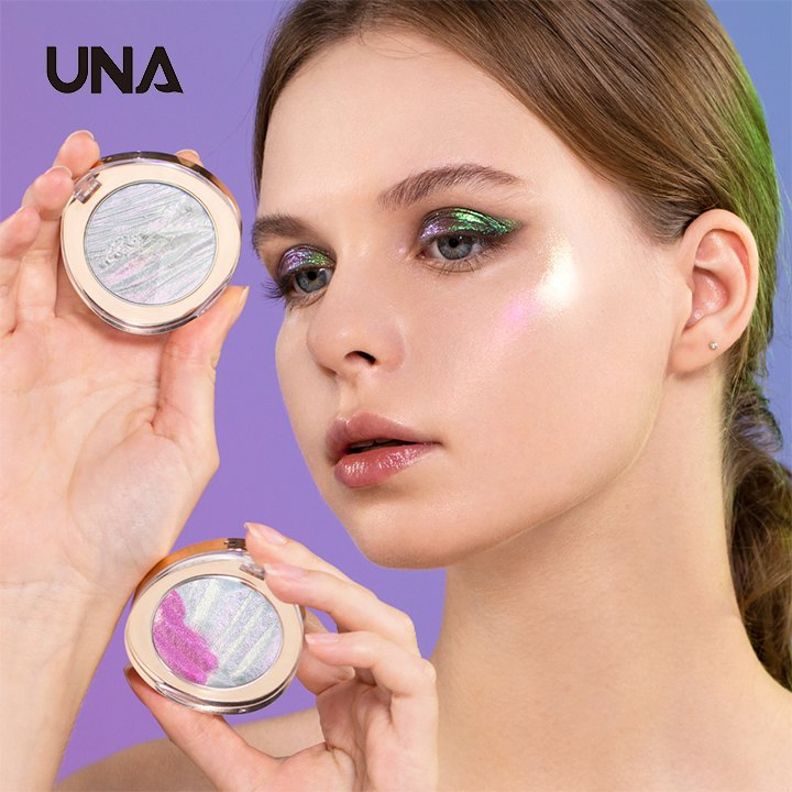 Private Label Cute Makeup Face Duochrome Shiny Long-Lasting Highlighter Whitening Powder Pressed Highlighter