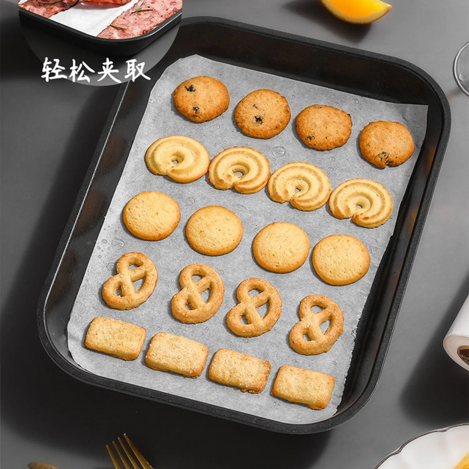 Custom Heat Resistant Non Stick Grease Proof Kitchen Oven Cake Reusable Silicon Coated Disposable Parchment Bake Paper