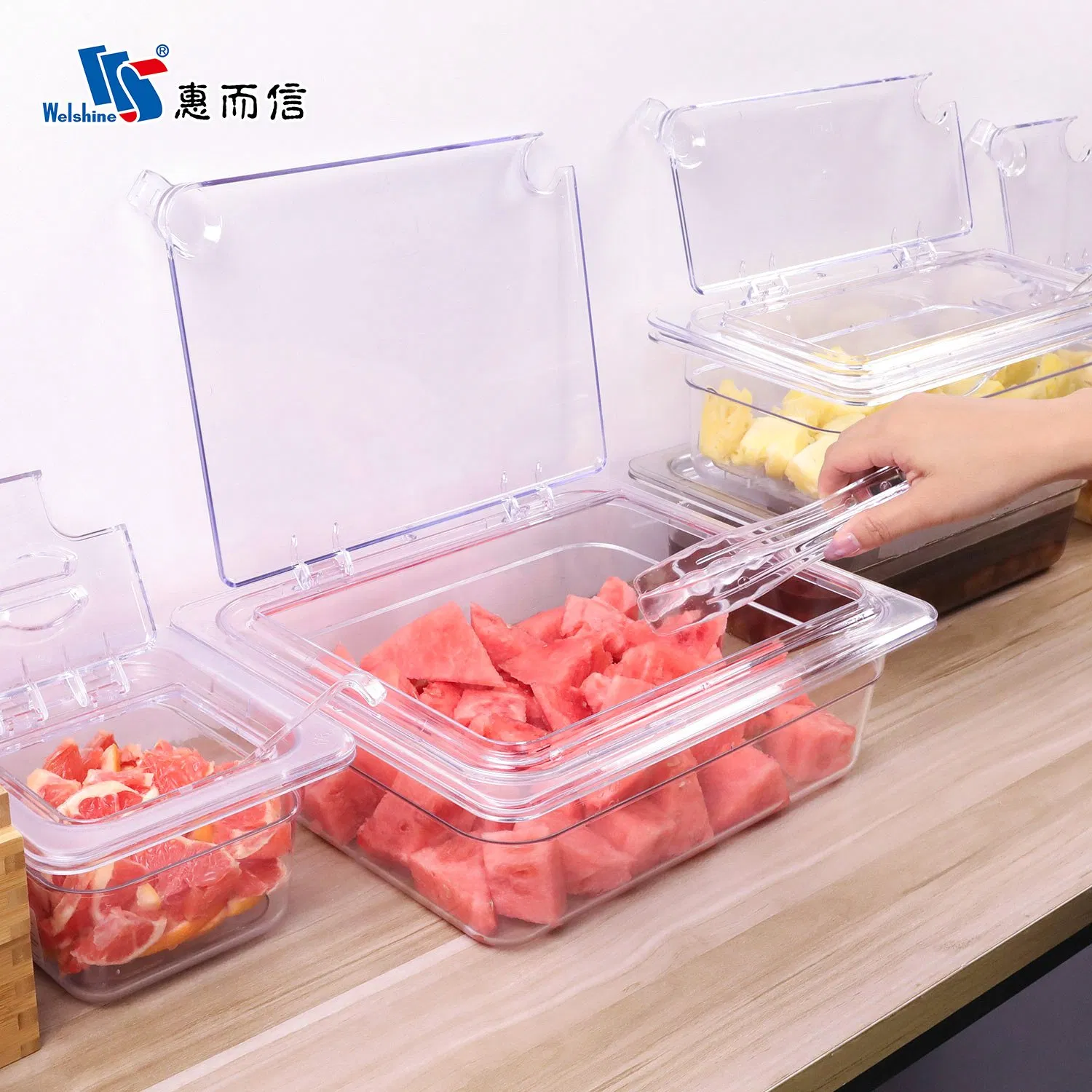 NSF Restaurant Kitchen Equipment Transparent PC Polycarbonate Plastic Gn Container Food Serving Tray Pans