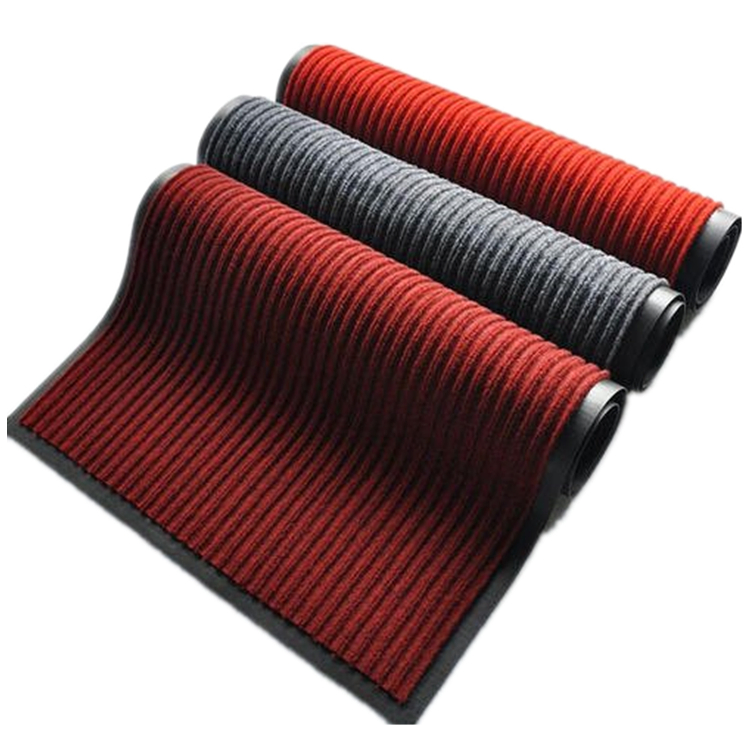 Anti-Slip Durable PVC Backing Double Striped Entrance Door Mat for Kitchen
