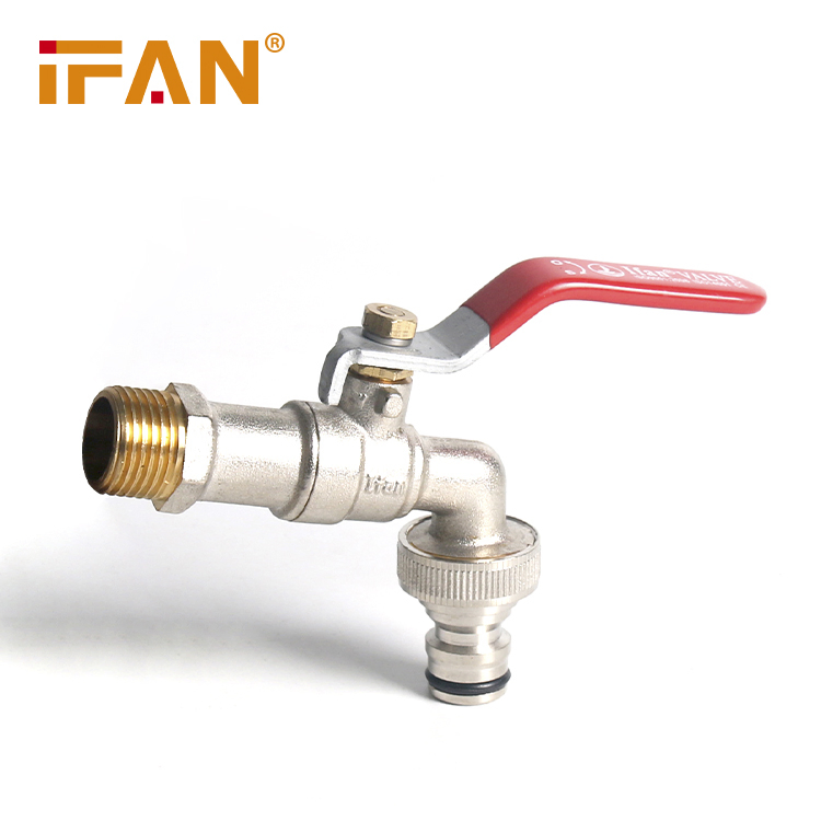 Ifan 1/2 Inch Hose Bibcock Red Level Handle Washing Machine Brass Bibcock