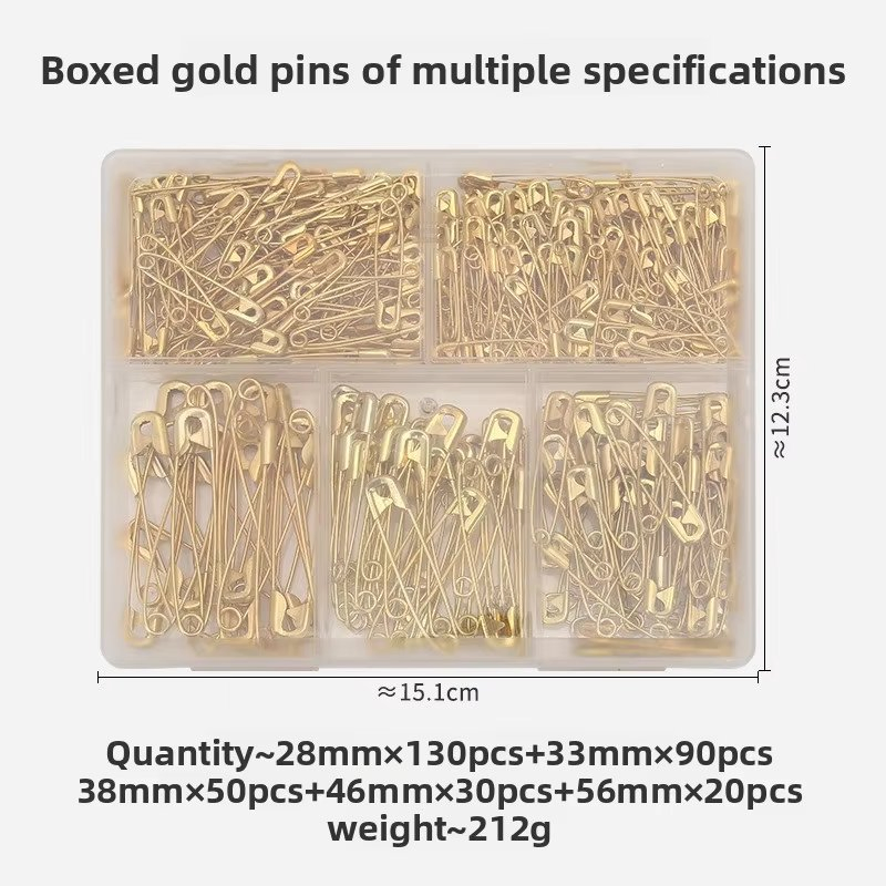 Premium 320PCS Mixed Size Metal Safety Pins in Gold and Silver