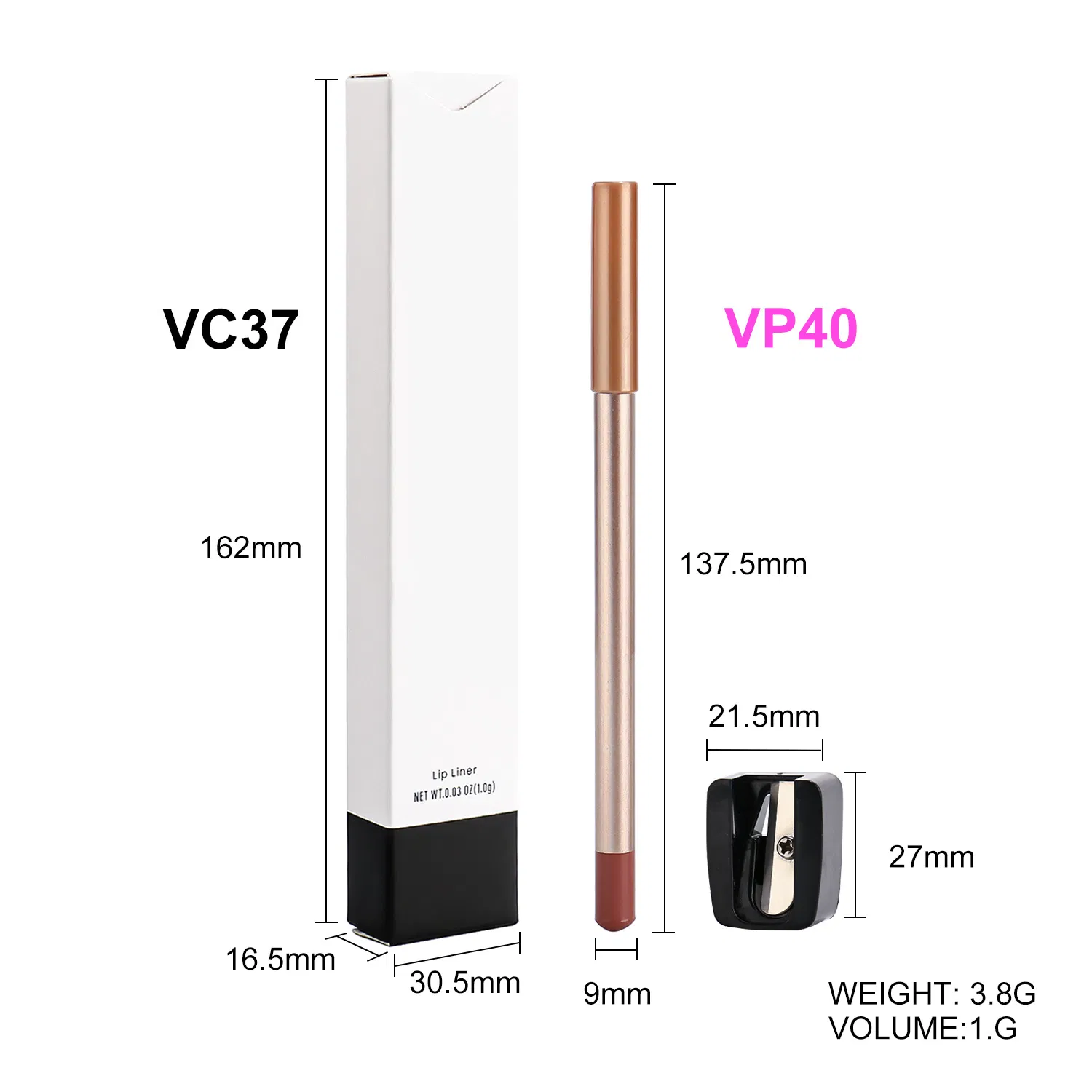 Waterproof Cosmetics Luxury Gold Tube Kissproof Lip Liner 15 Color Vegan Matte Creamy Lipliner Pencil Private Label Lipliner