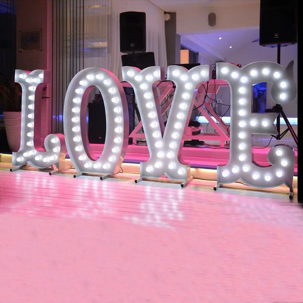 China OEM Metal LED Light up Shaped Wedding Letter Lights