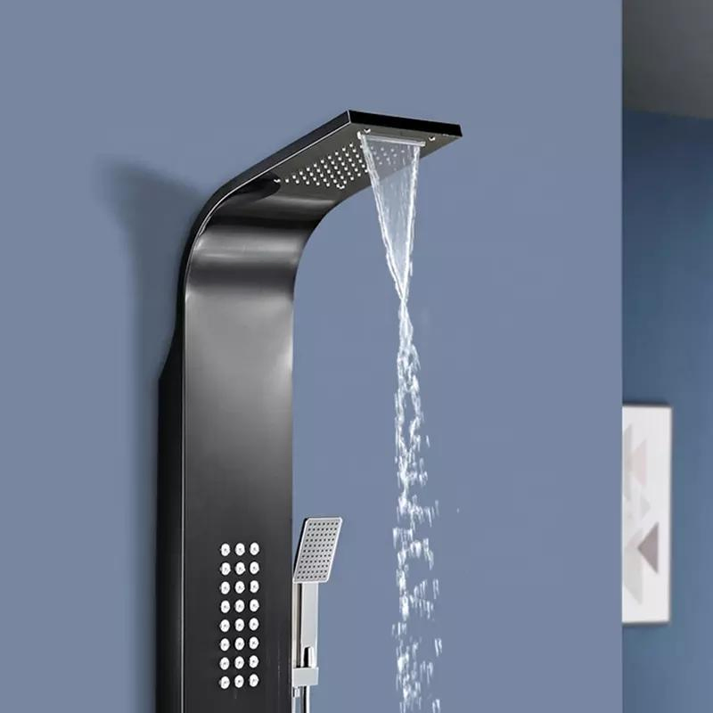Shower Panel Tower System Stainless Steel Multi-Function Shower Panel with Spout Rainfall Waterfall Massage Jets Tub Spout Hand Shower