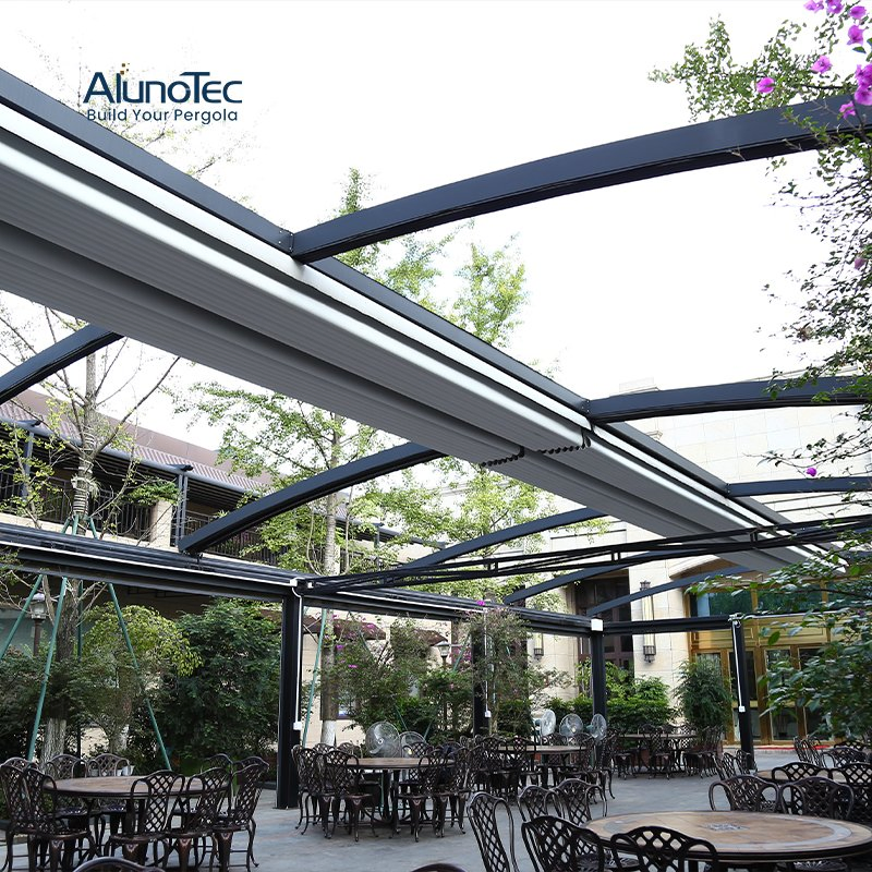 AlunoTec PVC Waterproof Electric Restaurant Patio Outdoor Retractable Roof Canopy Shade Awning