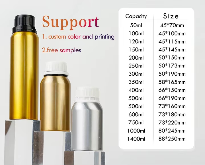 30ml 50ml 100ml 500ml 1000ml Aluminum Essential Oil Bottle