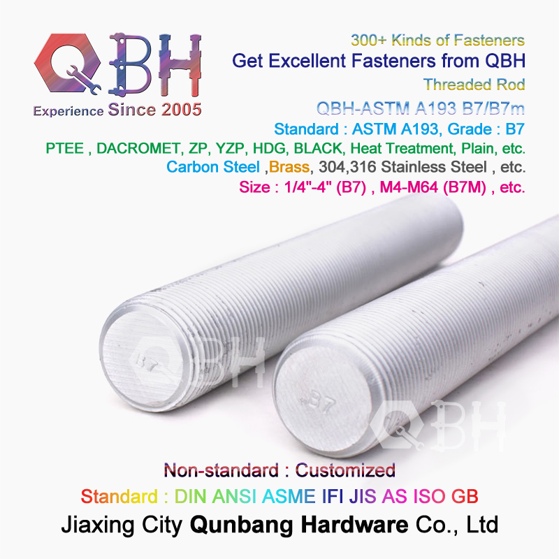 Qbh Customized ASTM A193 B7/B7m Alloy Brass Carbon Stainless Steel HDG Half Fully Thread Construction Building Materials Fastener Threaded Rods Formwork