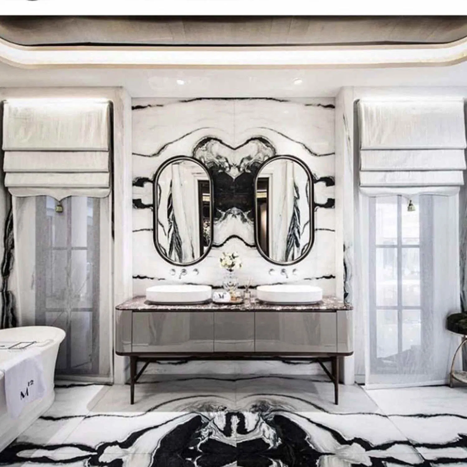 Prefab Marble Kitchen Countertop Natural Panda White Marble for Kitchen Countertop and Island Top