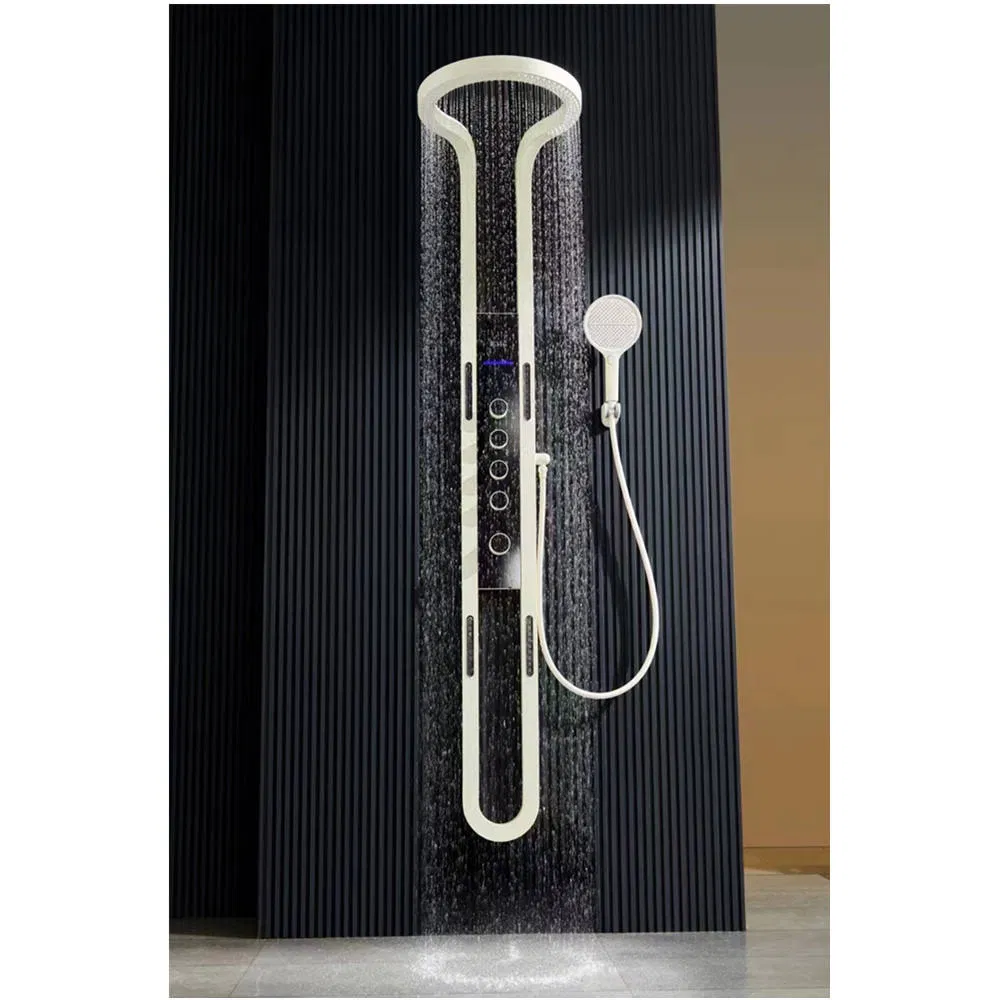 Bath & Shower Faucets White Digital Display Shower Set Wall Mounted Large Bathroom Rainfall Waterfall Shower Head Shower Panel