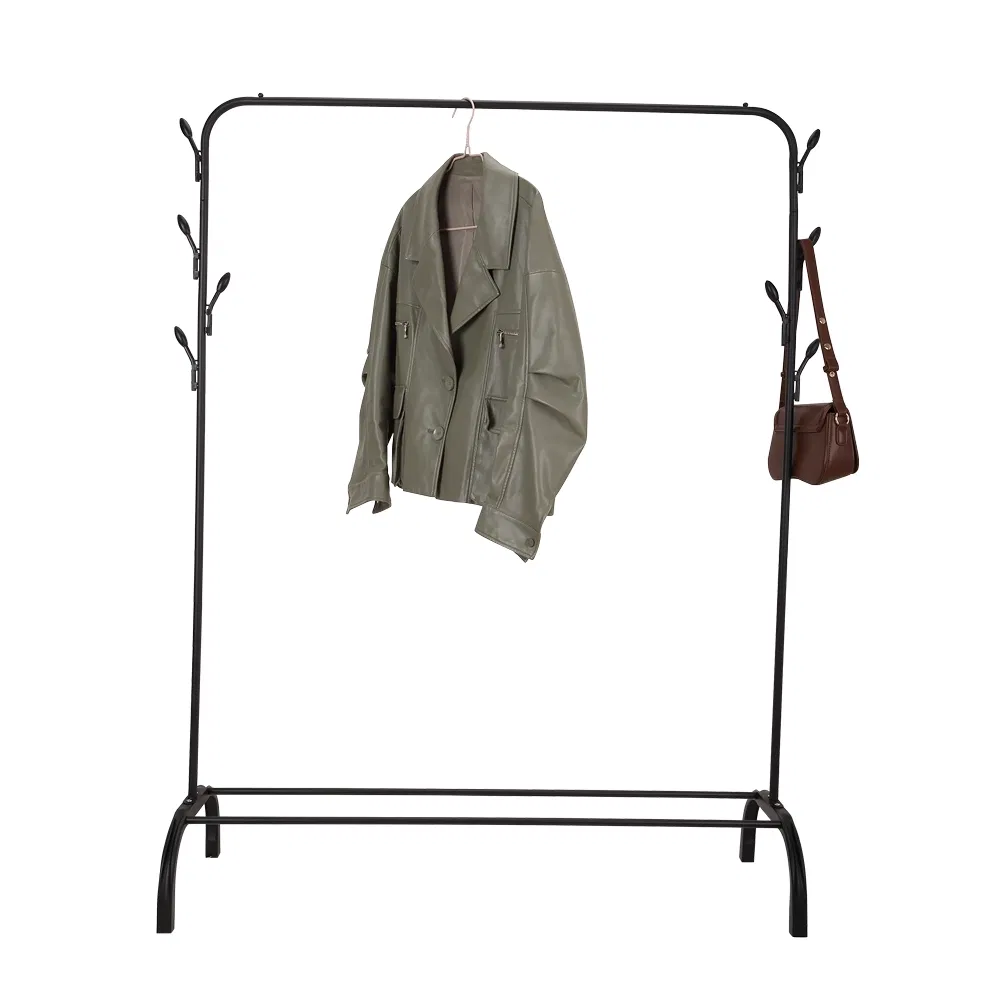 Adjustable Rolling Single Rod Garment Clothes Rack for Bedroom Use
