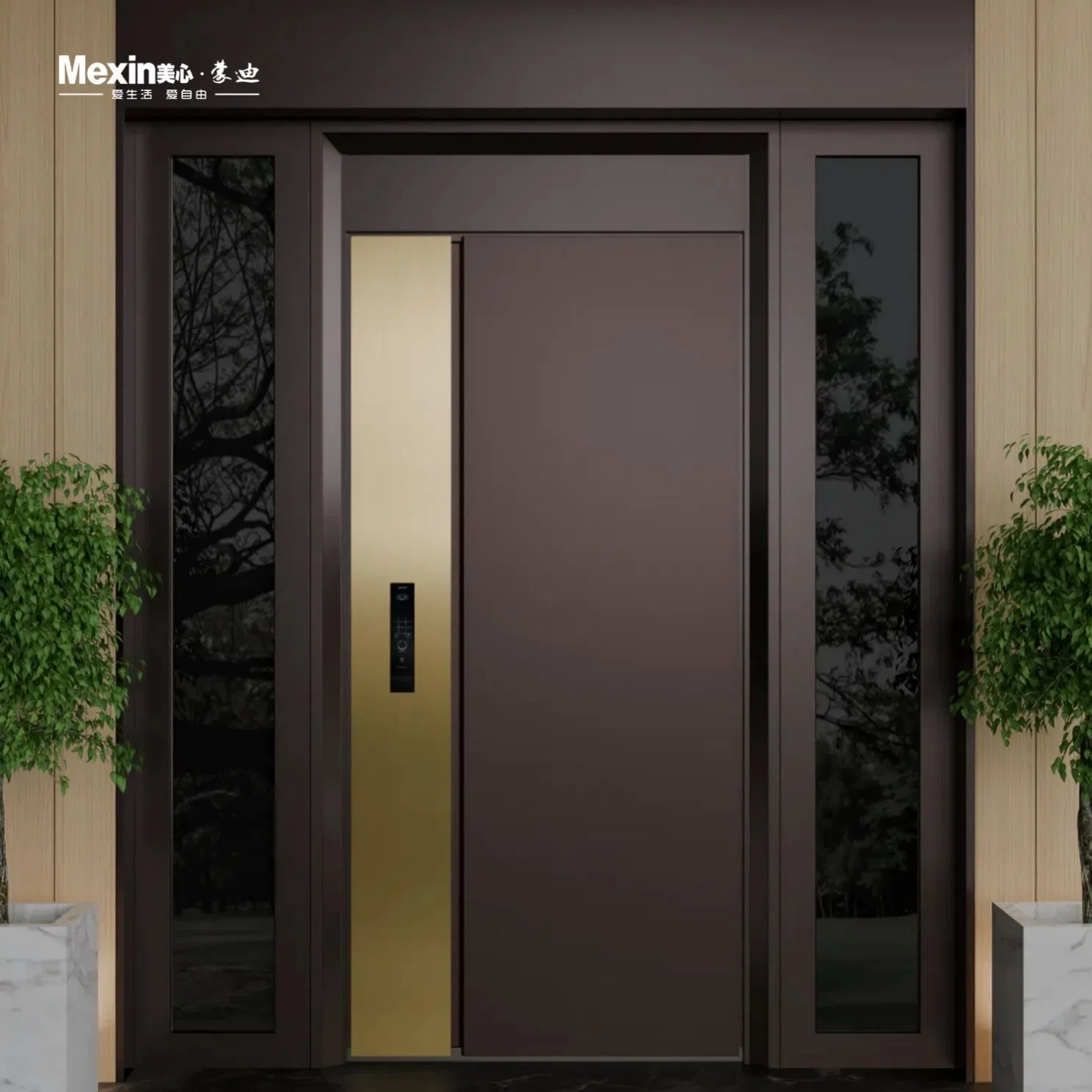 Wholesale Mexin Modern Design Industrial New Double Steel Exterior Anti Theft Metal Security Entrance Door Vandal-Resistant Customizable for Main Front Door