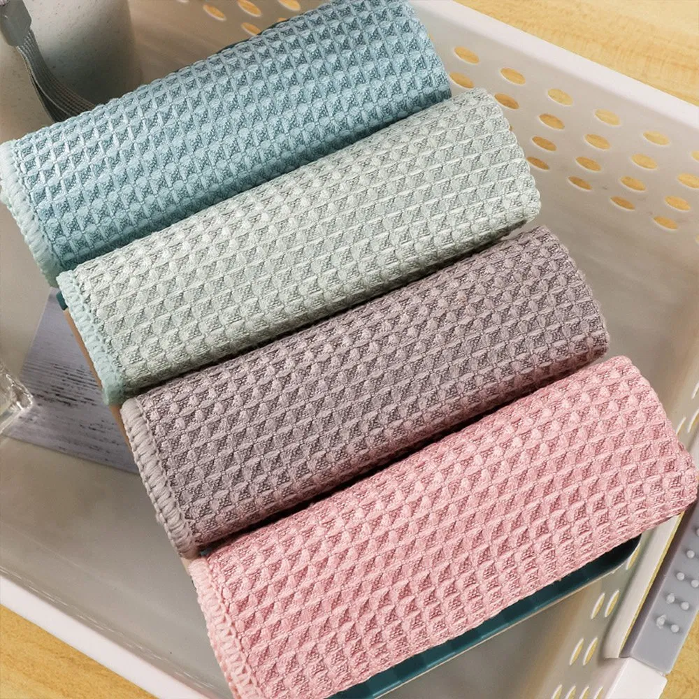 Wholesale Microfiber Kitchen Cleaning Dishcloth Tea Towel Waffle Towel Quick Drying Microfibre Towel