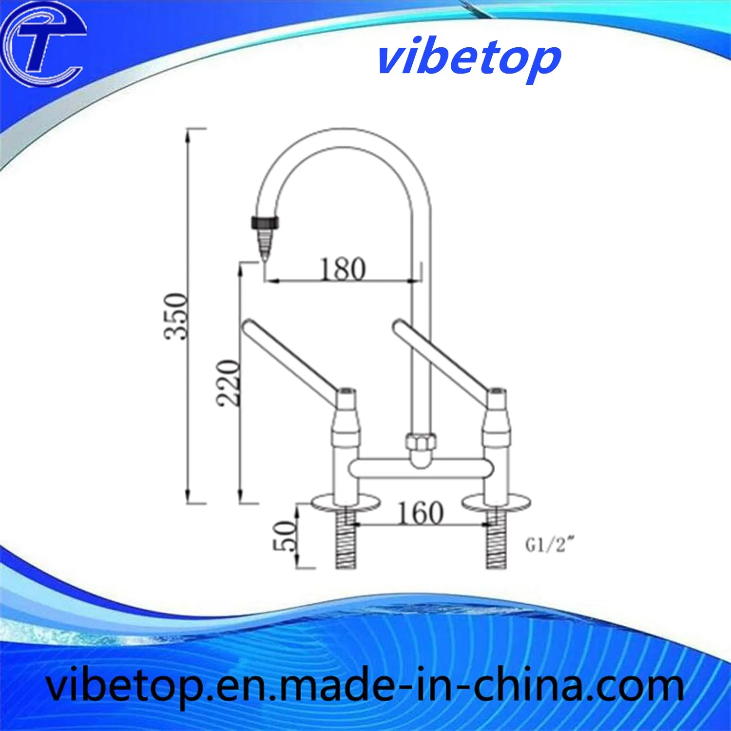 Copper Lab Tap Double Hole Double Handle Mixer Laboratory Faucet