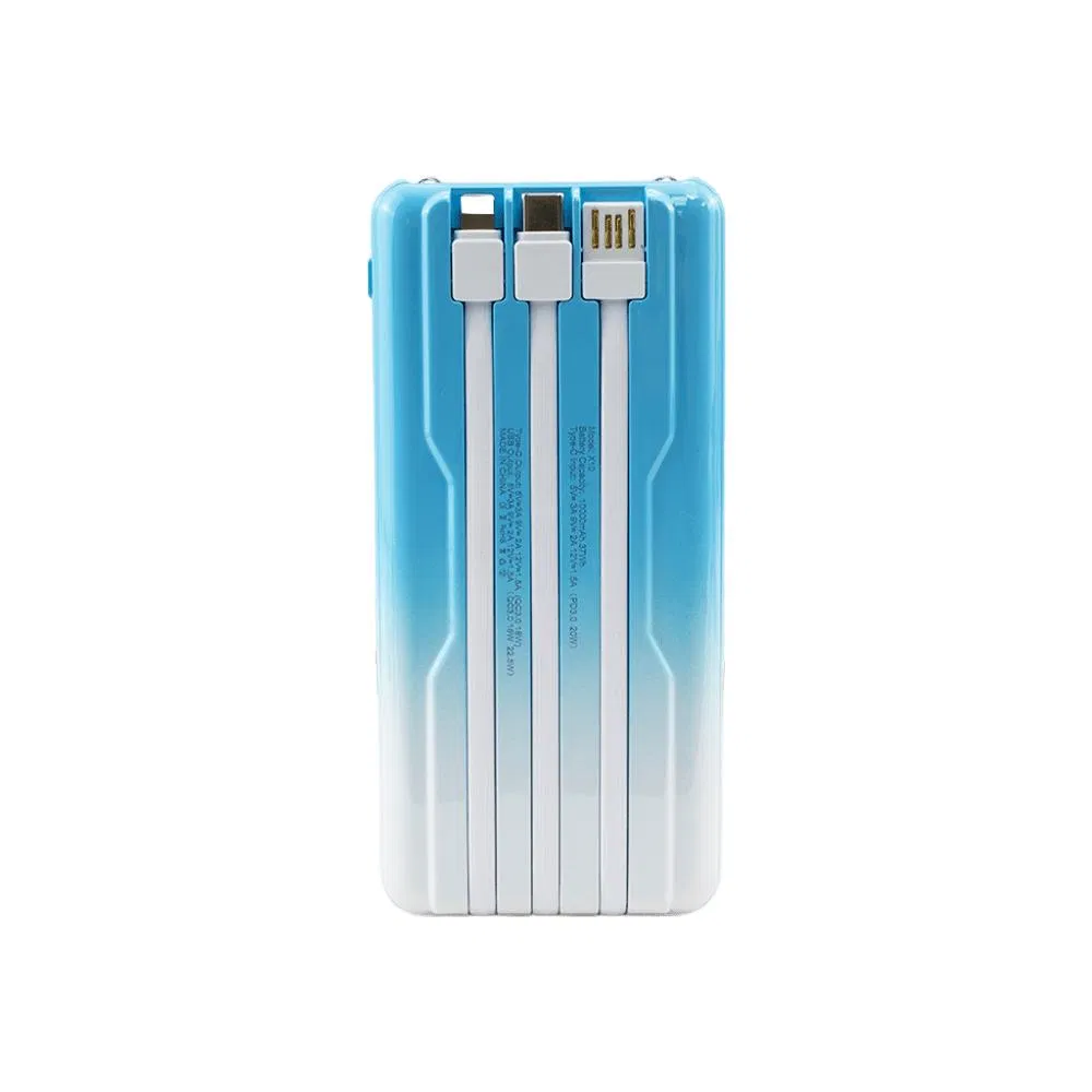 2024 New X10 Cartoon Cute Built-in 4-Wire Charging Bank Lightweight Mini Portable10000mAh Gradient Color Power Bank