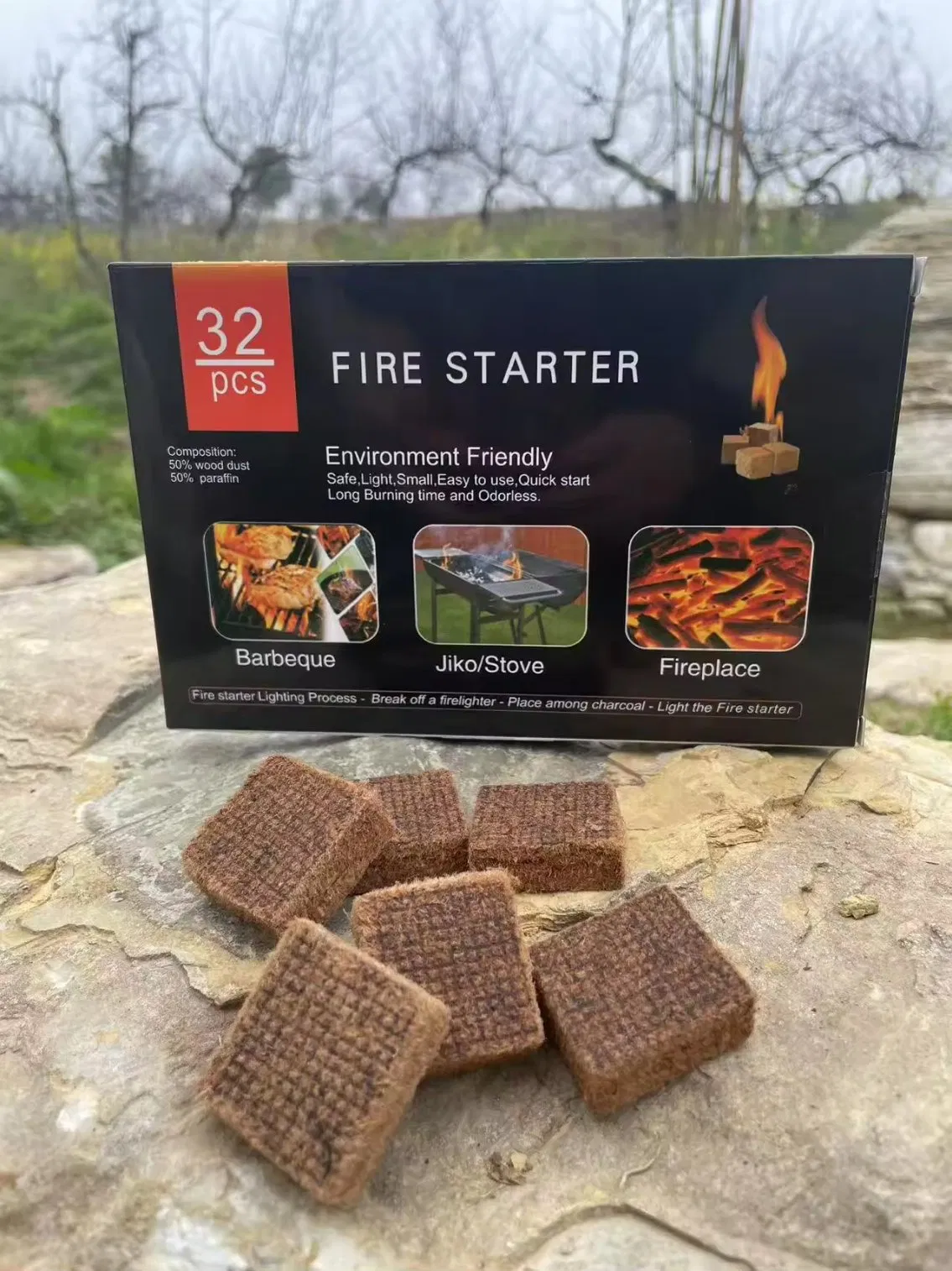 5g Wood Chips Fire Starter Cubes for Outdoor BBQ Fun