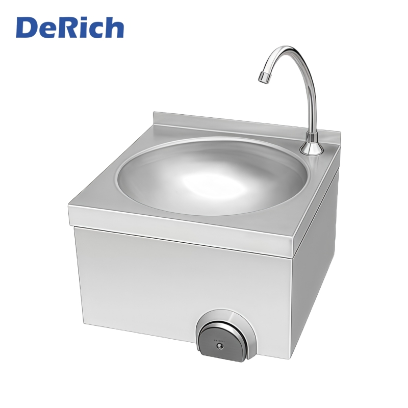 Derich Wall Hanging Stainless Steel Knee Push Operated Hand Wash Basin Sink