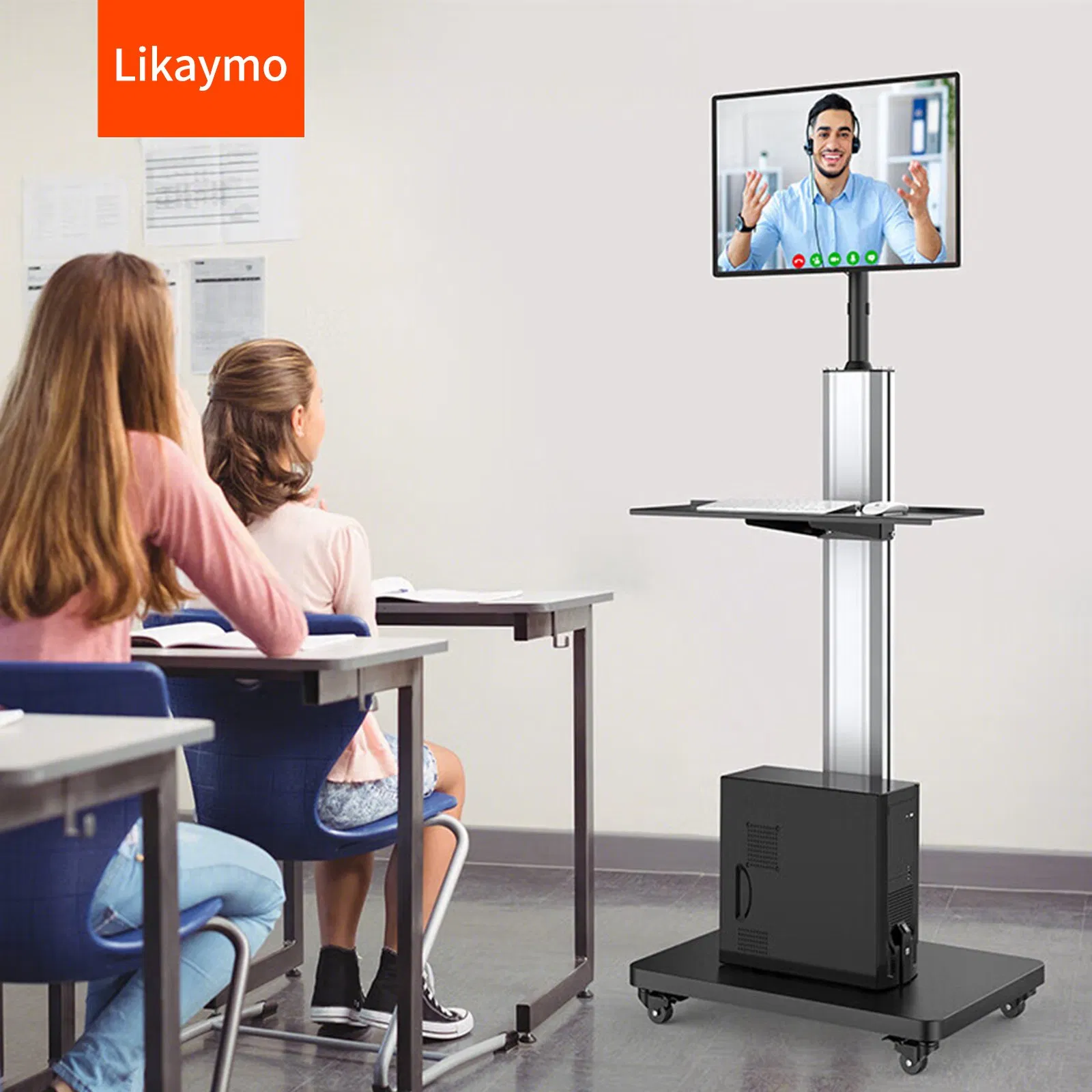 Portable TV Stand with Lockable Wheels for Secure Mobility