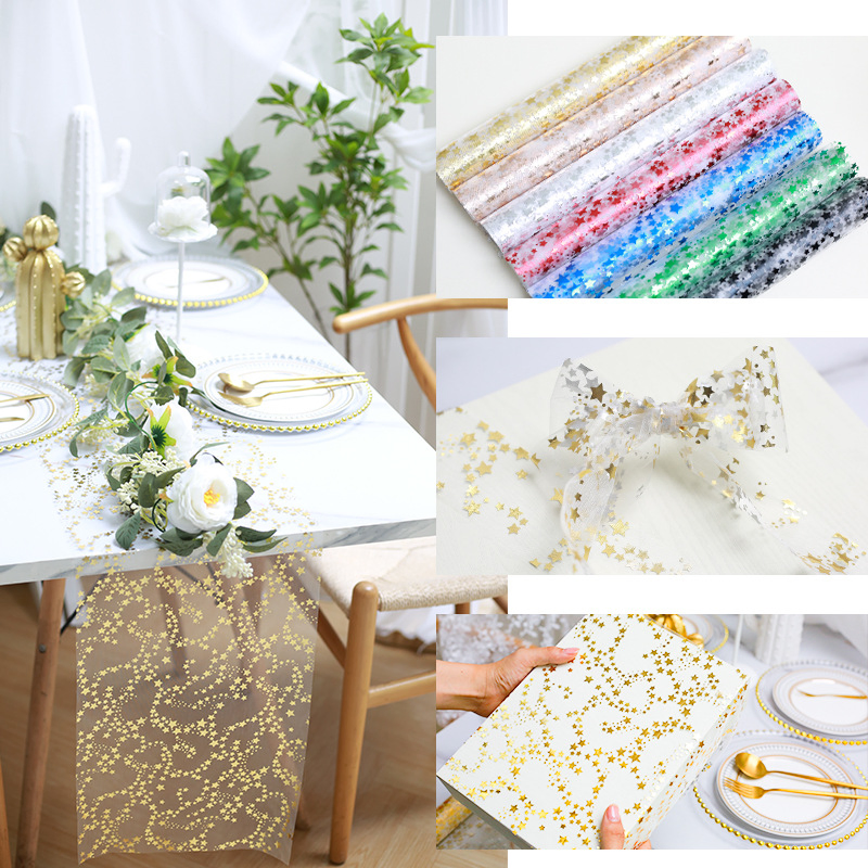 Christmas Home and Party Suppliers Decoration Printed Polyester Fabric Deco Rolls for Chair Sash Table Runner Cover Mat Cloth
