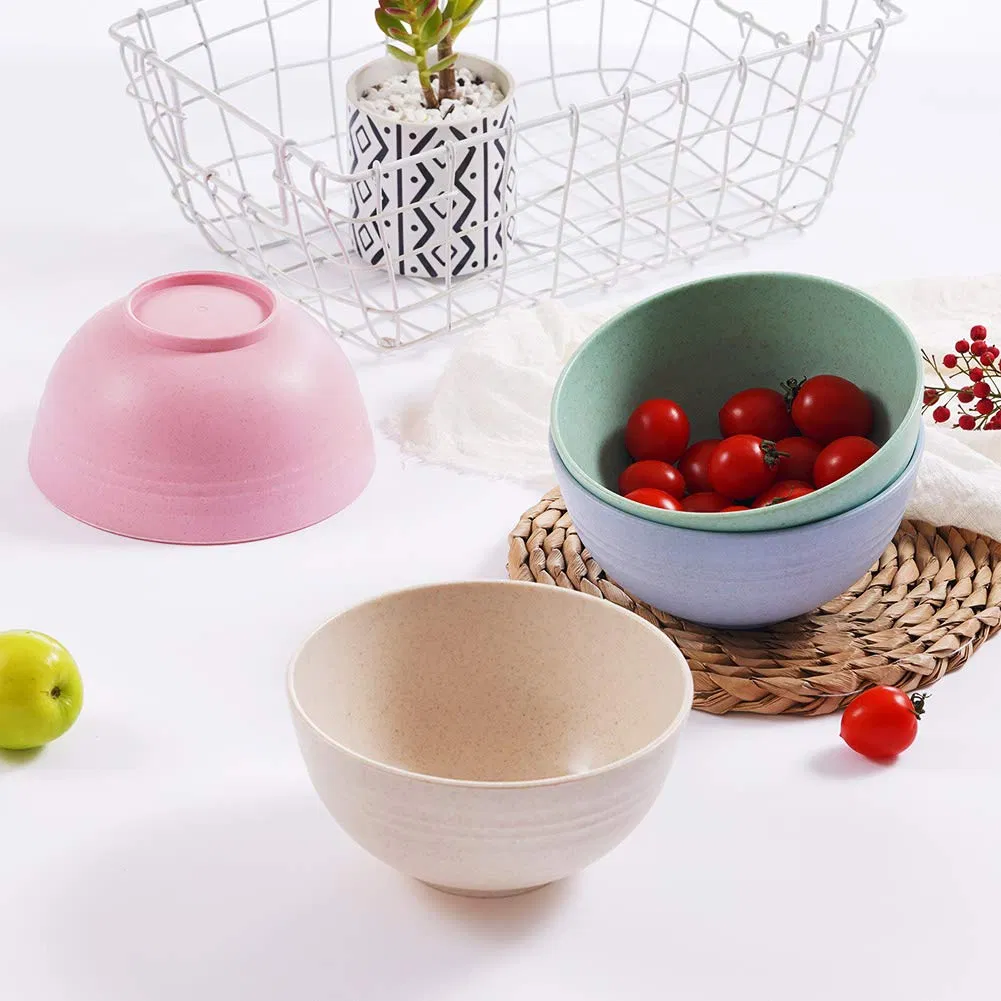 Multicolor Cereal Wheat Straw Fiber Bowl Unbreakable Lightweight Snacks Rice Bowls