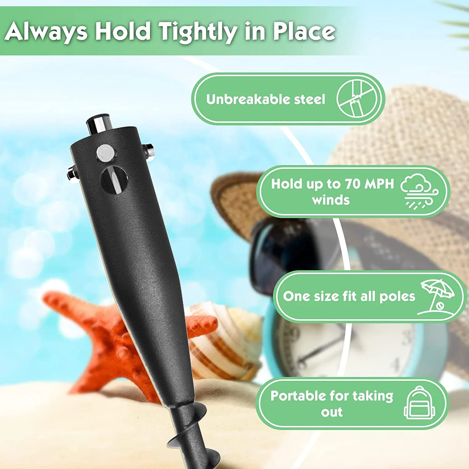 Heavy Duty Steel No Dig Beach Sand Ground Anchor for Umbrellas