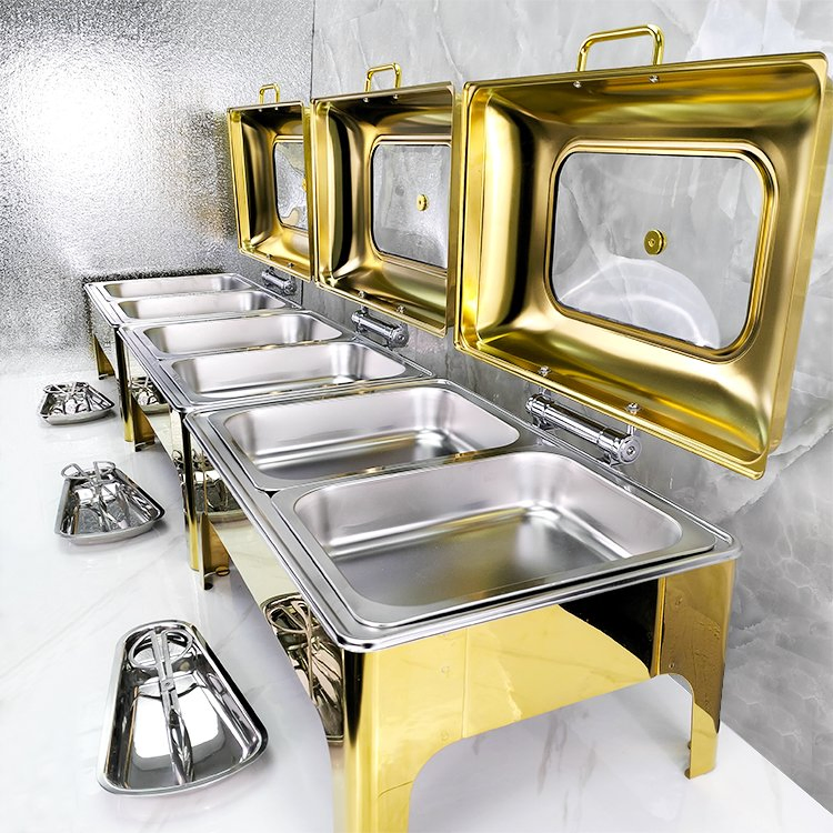 Gold Catering Equipment Buffet Stove Heating Hotel Use Chafing Dish