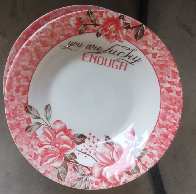 Stamp Decal Eco-Friendly Healthy Reuse Multicolor Ceramic Porcelain Tableware 6"-9" Rice Plate Soup