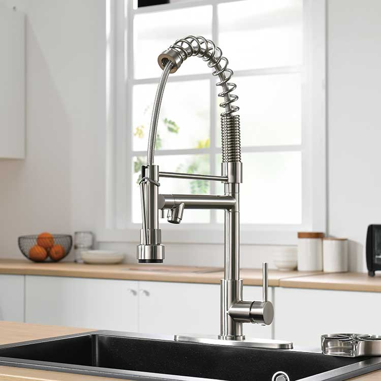 North American Design Styles Luxury Single Lever Spring Pull-Down Kitchen Sink Faucet Mixer