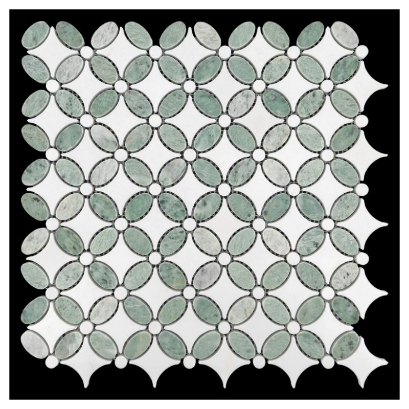 New Design Flower Waterjet Pattern Natural Stone Marble Mosaic Color for Bathroom Unique Irregular Mosaic Tile