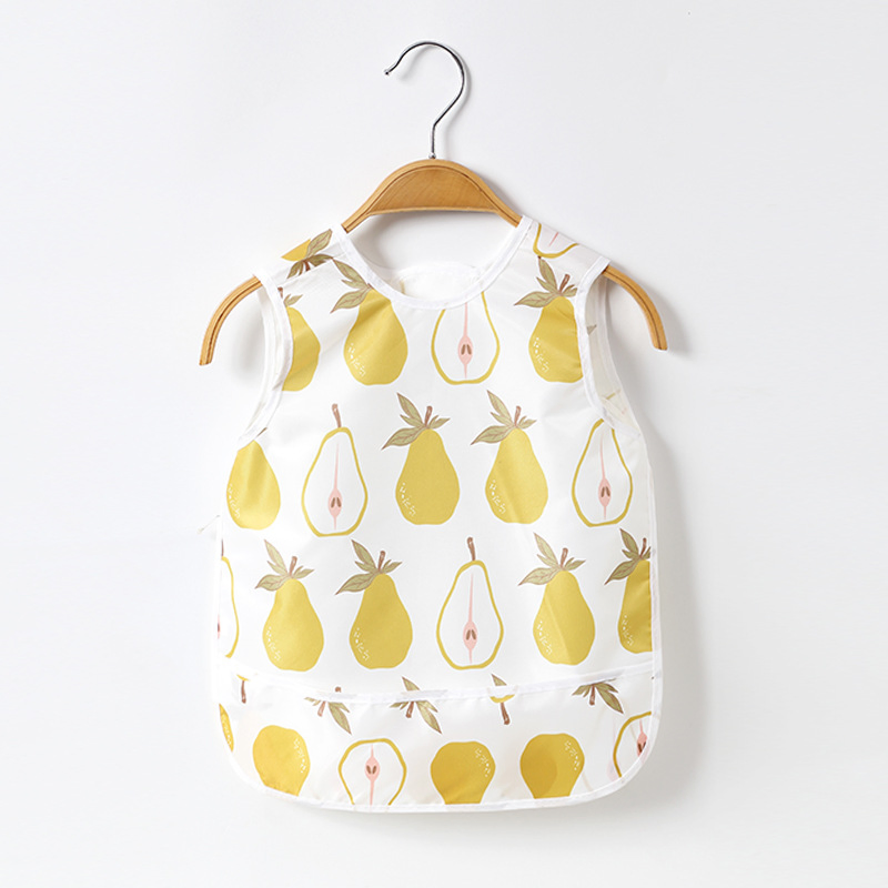 Baby Wear Sleeveless Apron Protective Clothing Reverse Dressing Rice Pocket Baby Bib Eco-Friendly Customized Cheap Cotton Bandana Bib