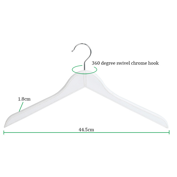 High-End Leather-Wrapped Coat Hanger, Rodless, Solid Wood, Non-Slip, and Mark-Free.