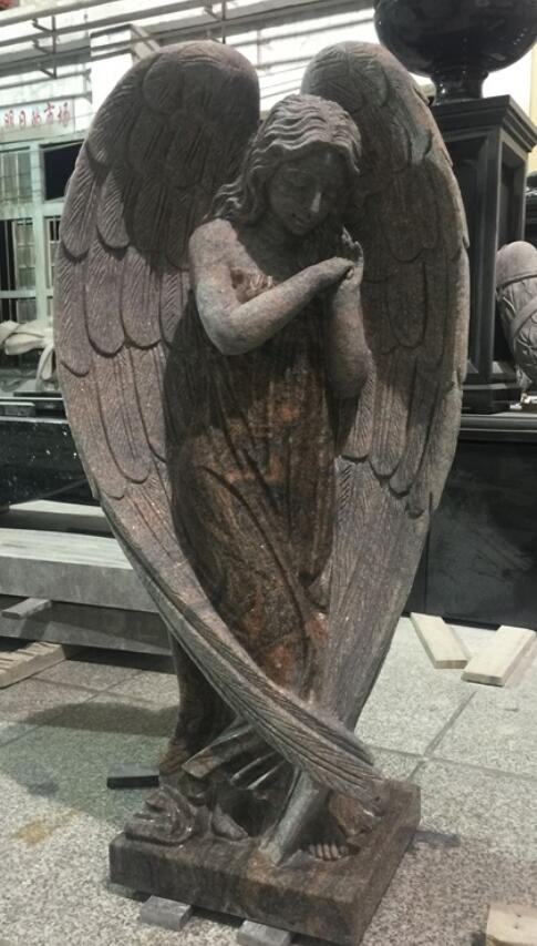 Natural Stone Angel carving Himalayan blue/red/brown/black Granite Monument for Memorial/Dead/cemetery/graveyard