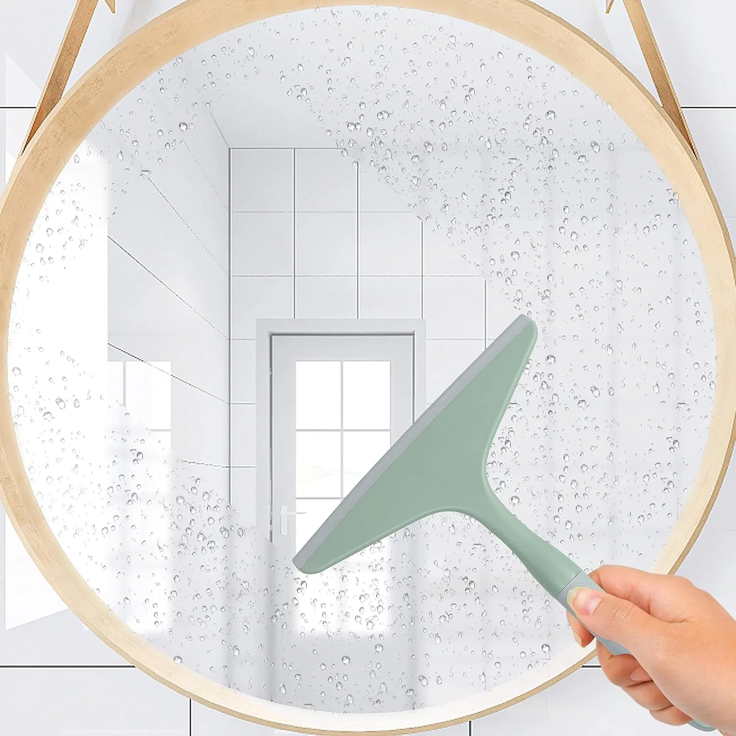 Comfortable Grip Handle Handheld Window Squeegee with Hanging Hook