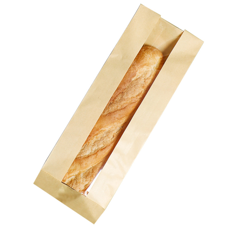 Bread Packaging Kraft Paper Bags Oil Proof Donut Baguette Paper Bread Bag