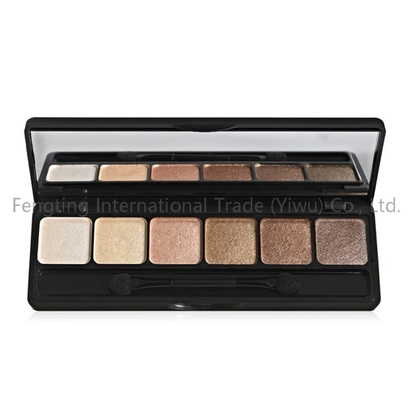 OEM/ODM Wholesale 6-Color Glitter Shimmer Eye Shadow Palette Shiny Powder with Contracted Design as Base for Enhancing Eye Makeup