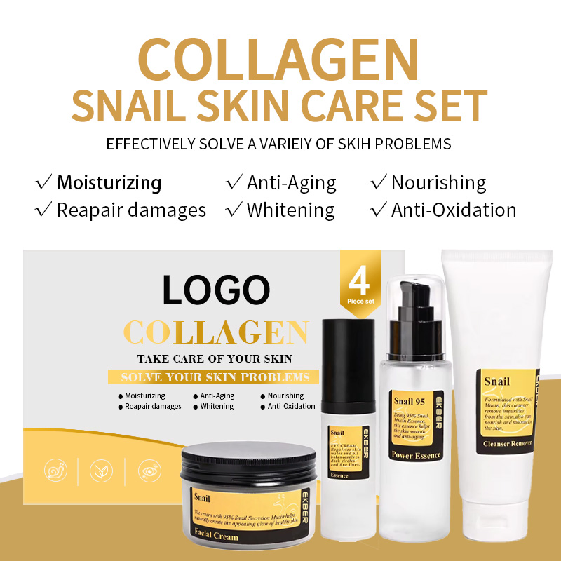 Snail Mucin Collagen Anti-Aging Face Cleanser Serum Cream Snail Skin Care Set