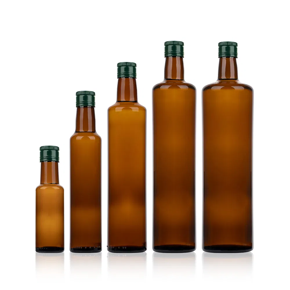 Food Grade Soy Sauce Cooking Oil Bottle Packaging 750ml Empty Amber Round Olive Oil Bottle for Kitchen