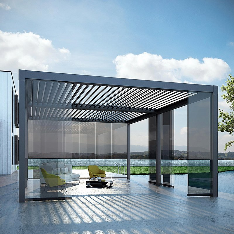 Durable Aluminum Glass Pergola and Canopy Structure