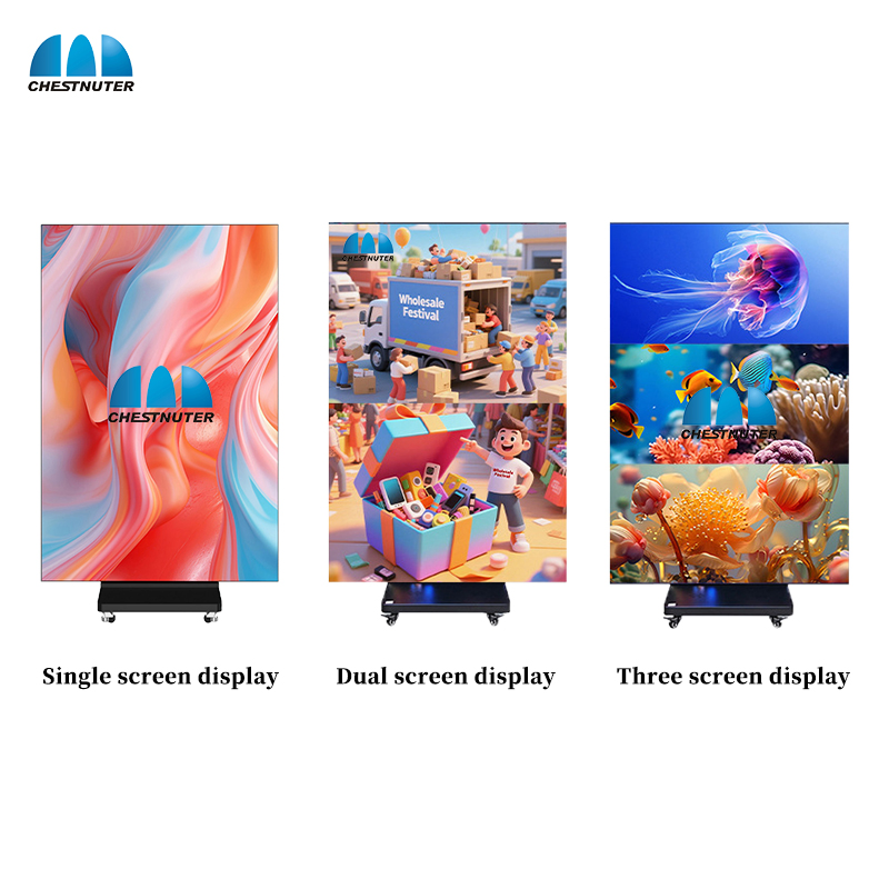 Full Color Movable Indoor HD Trifold LED Poster Screen Foldable LED Poster Display for Portable Advertising