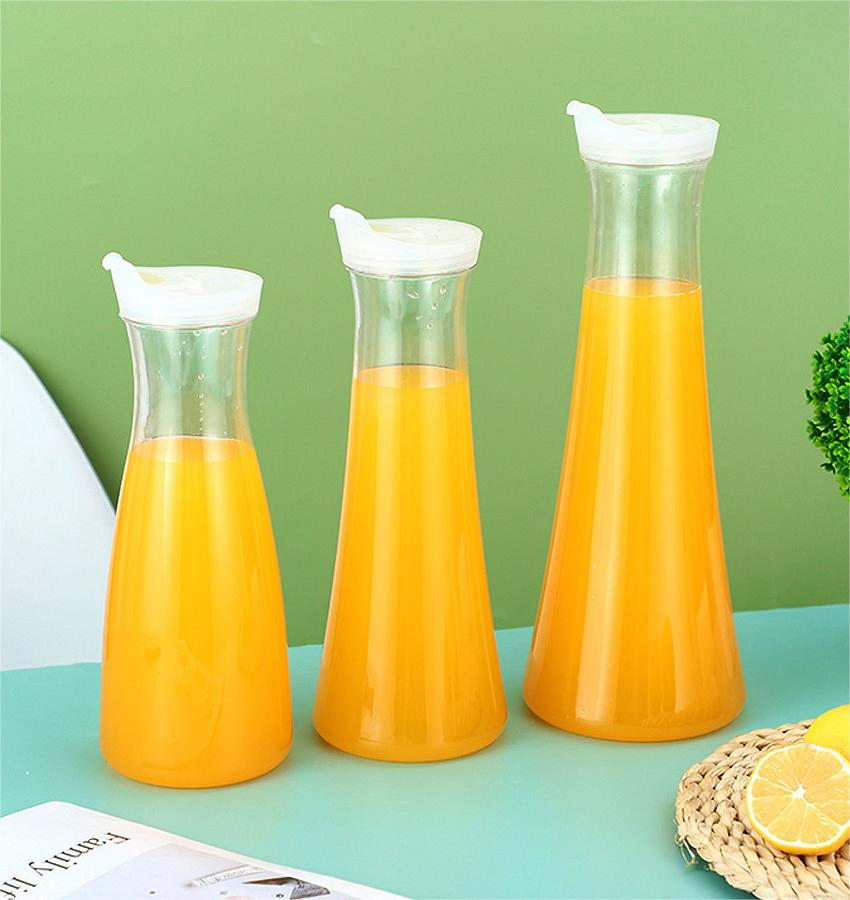 Plastic Juice Beverage Bottle with Flip Top Lid Heat-Resistant Water Tea Bottle for Restaurant Club