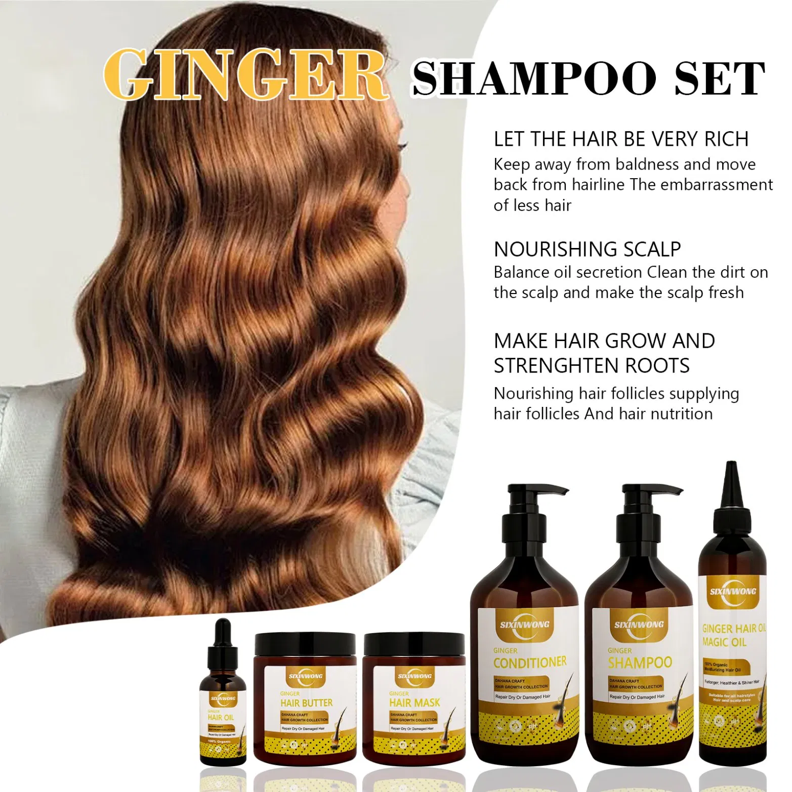 Beauty Cosmetics Hair Prevent Split End Hair Growth Ginger Shampoo Set